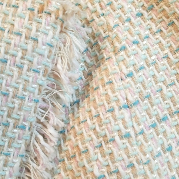 Bloomingdale's | Cream and Blue Tweed Suit Jacket Size 10P - Picture 11 of 11